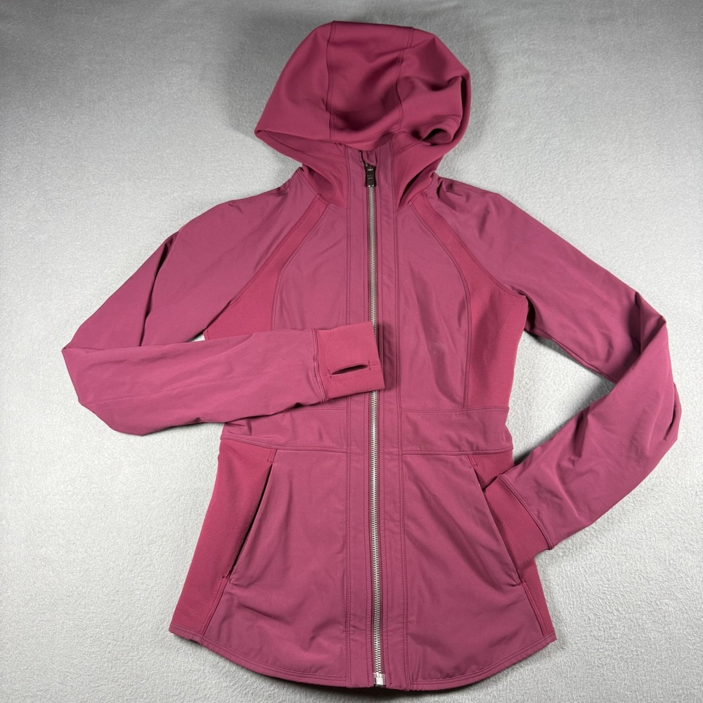 Lululemon Womens State Seeker Jacket 4 Deep Ruby Hooded Full Zip W4AXBS
